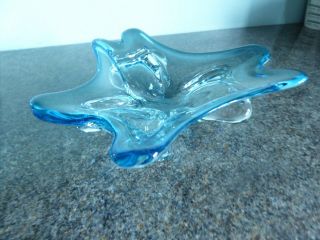Large - Vintage - Murano Sommerso - Art Glass - Bowl - Stunning Blue 2