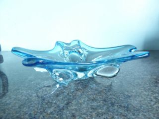 Large - Vintage - Murano Sommerso - Art Glass - Bowl - Stunning Blue 6