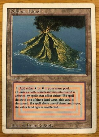 Volcanic Island Mtg Dual Land Revised Edition Heavily Played - Reserved List (a)