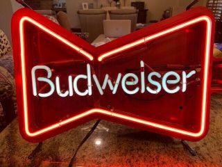 Collectible • 1987 RARE / VINTAGE Budweiser Bowtie - Guitar NEON LIGHT SIGN 2