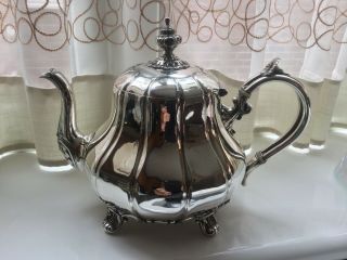 Antique Victorian James Dixon Silver Plated Footed Tea Pot Circa 1842 - 51