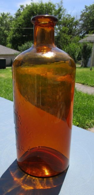 Vintage 1970s Amber South Carolina Dispensary Quart Palmetto Tree Bottle 4