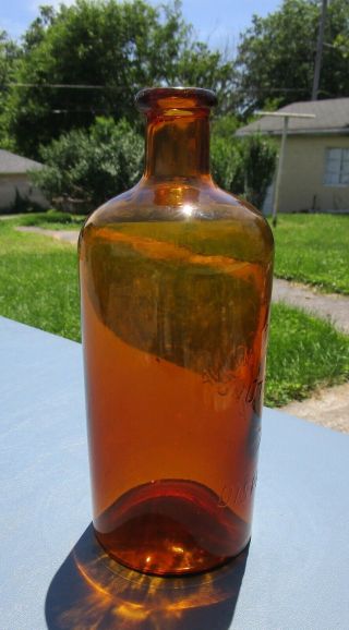 Vintage 1970s Amber South Carolina Dispensary Quart Palmetto Tree Bottle 6