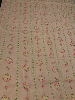 Vintage Girly Pink Pretty Rows Of Pink & White Flowers 3 Yards 44 Wide 2