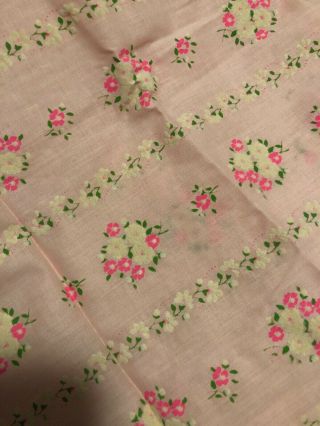 Vintage Girly Pink Pretty Rows Of Pink & White Flowers 3 Yards 44 Wide 7