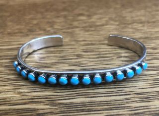 Vintage Navajo Indian Sterling Silver & Turquoise Bracelet Sgnd Patrick Yazzie