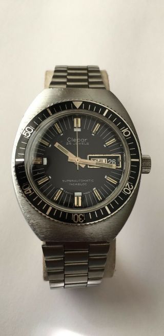 Vintage Clebar Diver Watch 5 Atmos Automatic 25 Jewels Incabloc Antimagnet
