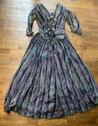 Vtg 1860 Civil War Era Silk Jacket Victorian Dress Antique Buttons Fabric Study