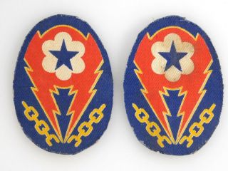 Vintage Wwii Us Adsec British - Made Printed Patch - Set Of 2 Patches