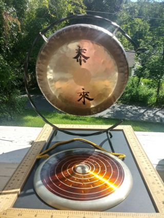 Vintage Paiste Gong 10 ",  Unbranded 8 " Gong Tai Loi With Stand W.  Germany