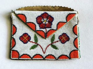 Vintage Native American Indian Floral Beaded Bag 1920s - 1930