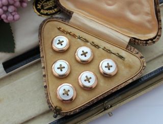 Antique Mother Of Pearl And Gilt Waistcoat Buttons