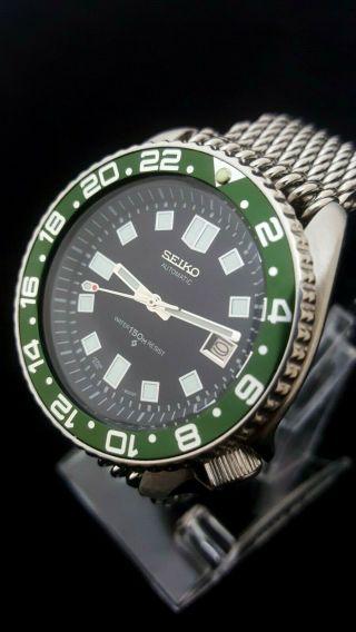 Vintage Seiko 7002 Scuba Divers Watch 6105 Apocalypse Mod,  Gmt,  Shark Mesh