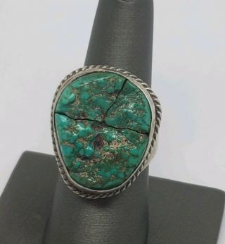 Vintage Old Pawn Sterling Silver And Turquoise Ring Size 8.  25