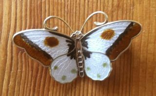 Vintage Silver Enamel Norwegian Butterfly Brooch by Hroar Pryds Jens Eric Jensen 2