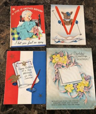 Four Greeting Cards To World War Ii Soldier