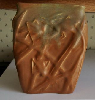 Vintage Muncie Pottery Art Deco Katydid Vase Haley Design 194 - 6 1920s