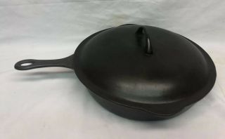 Vintage Puritan No 10 Cast Iron Skillet With Lid Heat Ring 12 Inch Sits Flat