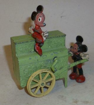 Salco Vintage Lead Rare Mickey & Minnie Mouse Barrel Organ Set - 1940/50 