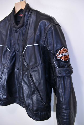 Shoei Vintage Harley Davidson Mens Motorcycle Biker Leather Jacket Chopper L 2