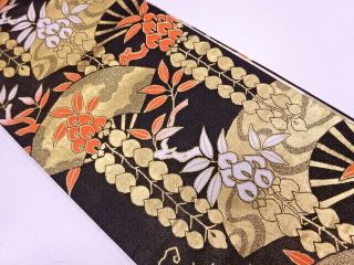 72920 Japanese Kimono / Vintage Fukuro Obi / Reversible / Woven Wisteria &