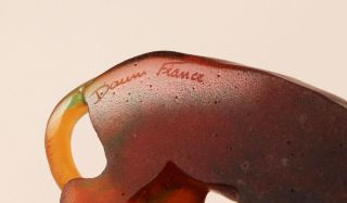 Rare Daum Lion Amber Green tone Pate de Verre Glass Crystal Paperweight Figurine 9