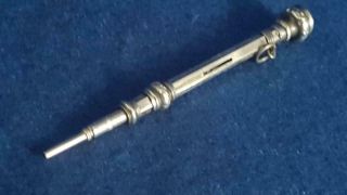 P5: Sml 1902 Sterling Silver Barrel Chatelaine Propelling Lead Pencil W Citrine