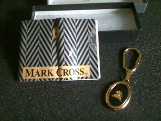 Vintage Mark Cross Key Ring.  Made in Italy,  gold tone in orig.  Box w/Mark Cross 3