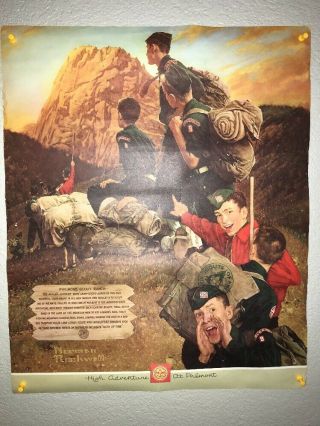 Vintage High - Adventure At Philmont Boy Scouts Norman Rockwell Poster Very Rare