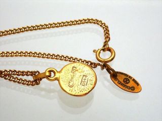 Authentic Vintage Chanel necklace chain CC logo rhinestone round charm ne2201 5