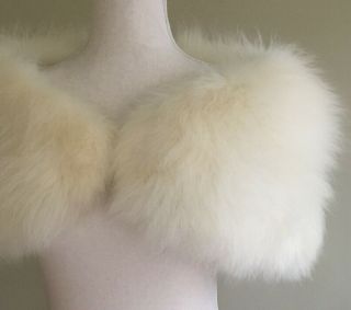 Vtg 50s White Fox Fur Stole Wrap Wedding Bridal Fur Label Authority Cert