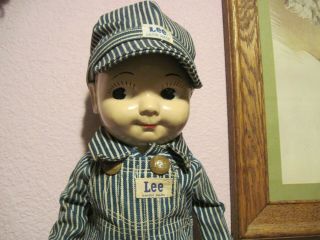 VINTAGE ADVERTISING HARD PLASTIC 1950 ' S BUDDY LEE DOLL ENGINEER HAS DAMAGE 2