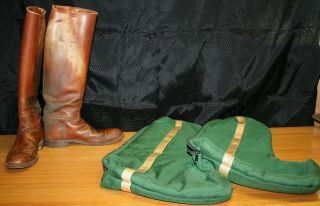 Vintage Equestrain Riding Elliott Dehners Omaha Boots Triple Crown Case Bag