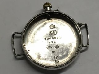 Officers Trench Watch WW1 1915 Francois Borgel Sterling Silver 35mm Wrist Swiss 10