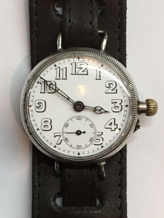 Officers Trench Watch WW1 1915 Francois Borgel Sterling Silver 35mm Wrist Swiss 2