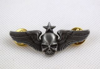 Us 101st Airborne Wing Metal Badge Parachute Skull Pin Insignia