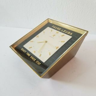 Favre Leuba Swiss Watch Maker Vintage Table Top Brass Advertisement Clock