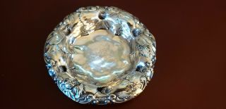 Antique 4 1/2 " Sterling Art Nouveau Floral Dish Whiting Manufacturing No Res
