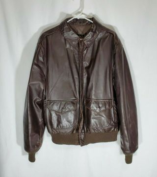 Vintage Avirex Type A - 2 Leather Flight Bomber Jacket Size 46 L Made In Usa