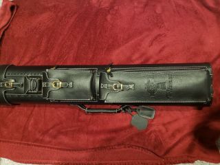 Rare Custom Talisman Black Leather Tooled 2x4 Pool Cue Case