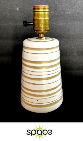 Vintage Marshall Studios Martz Art Pottery Mid - Century Table Lamp Stripes - Nr
