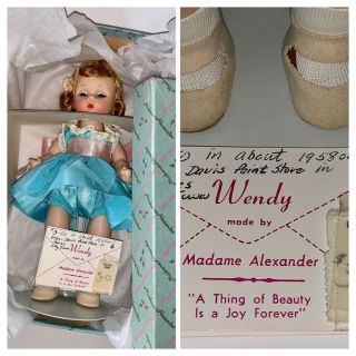 Vintage Madame Alexander Kin’s Wendy Doll In Taffeta Blue Dress Bkw Orig.  Box