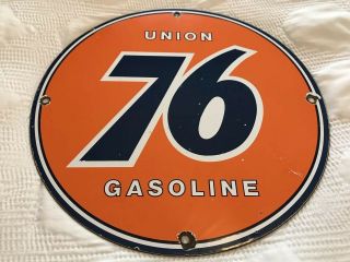 Vintage Union 76 Oil Co Porcelain Sign,  Pump Plate,  Gasoline,  Gas Station