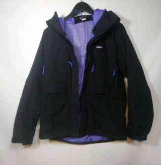 Vtg Mens Patagonia Nitro Shell Jacket Sz S Black Purple Rain Ski H2no 90s Zip