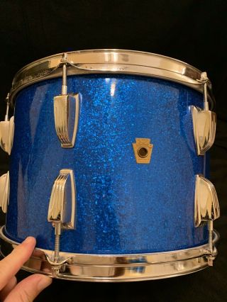 Vintage Ludwig Blue Sparkle 13” Rack Tom Drum Keystone Badge Serial 658819