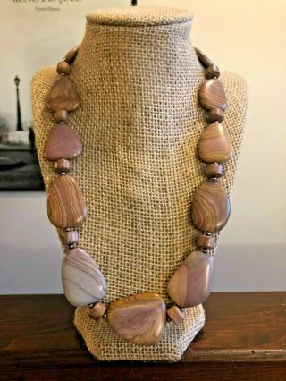 Vintage Jay King Mine Finds Sterling Silver Petrified Wood Necklace 925 DTR 4