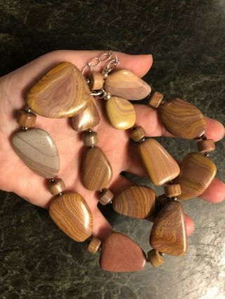 Vintage Jay King Mine Finds Sterling Silver Petrified Wood Necklace 925 DTR 6