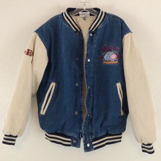 Vintage 90s Disney Bomber Baseball Varsity Jacket Men M Eeyore Hoodie Removable