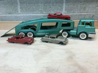Vintage Structo Auto Haul Toy Car Transport Carrier Truck 3 Cadillacs