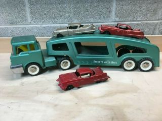 Vintage Structo AUTO HAUL Toy Car Transport Carrier Truck 3 Cadillacs 2
